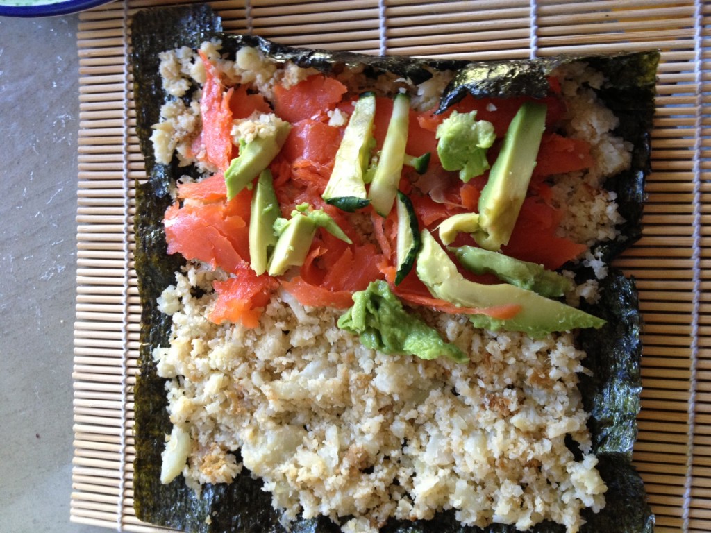 Paleo salmon sushi